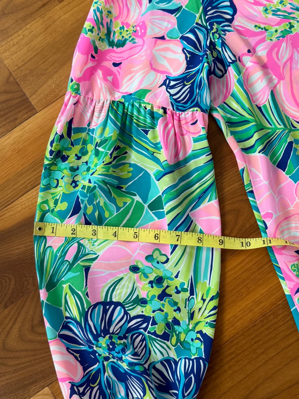 Lilly Pulitzer Shea Tunic Blouse Island Escape Tropical Pink Green Size XL EUC - Picture 12 of 16